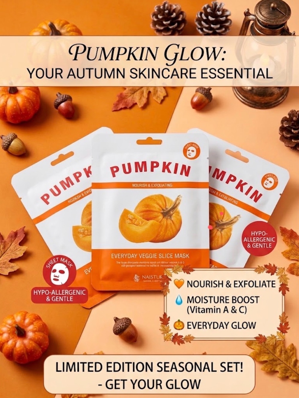 Pumpkin Everyday Veggie Slice Mask — Orange Nourishing Sheet Mask